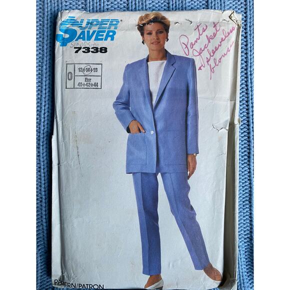 Simplicity 7338 pattern suit blazer boxy boyfriend pant sleeveless top size12 14 - Picture 1 of 5